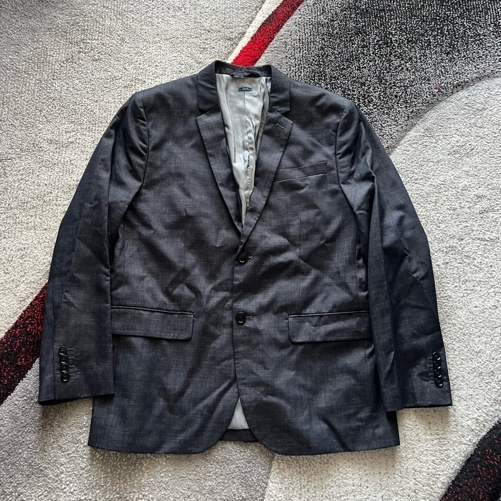 Perry Ellis Slim Fit Space Gray Minimalist Sportcoat